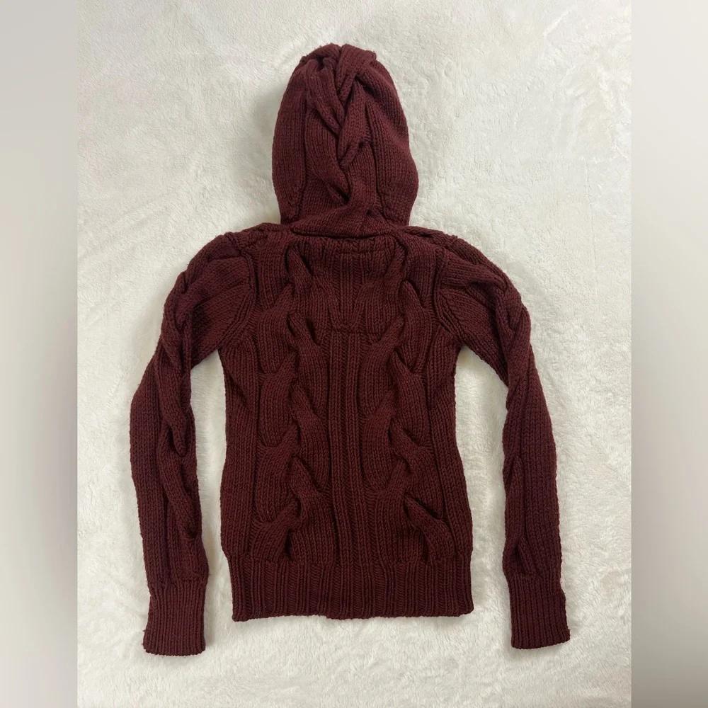 UGG Australia Lamb Trim & Merino Wool Cable Knit Hooded Cardigan - Picture 3 of 11